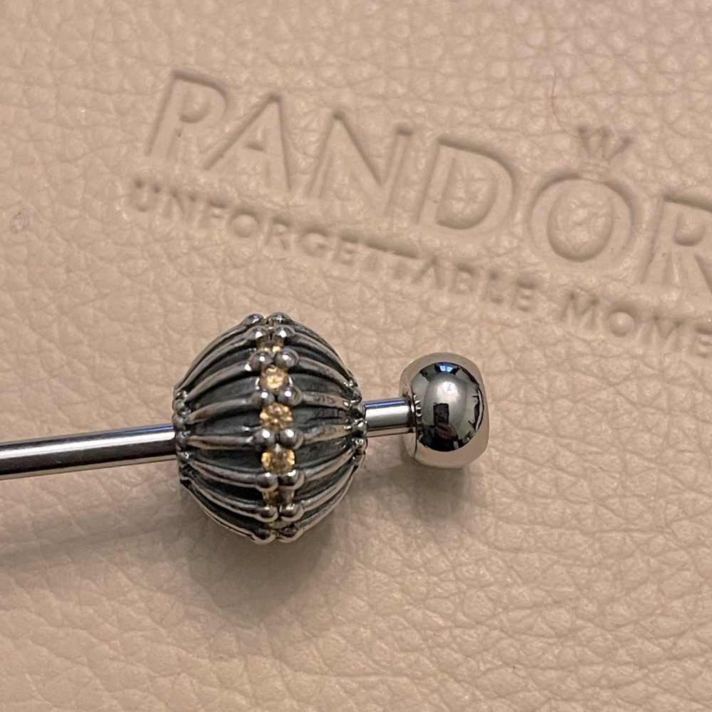 New Authentic Pandora Amber Sterling Silver Show Stopper  XL charm #790870czm